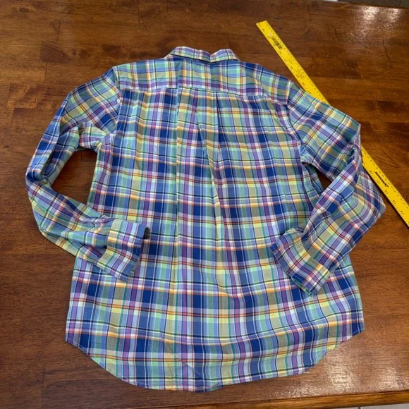Ralph Lauren Multicolor purple blue yellow Plaid Shirt size large 14-16 - Picture 4 of 7